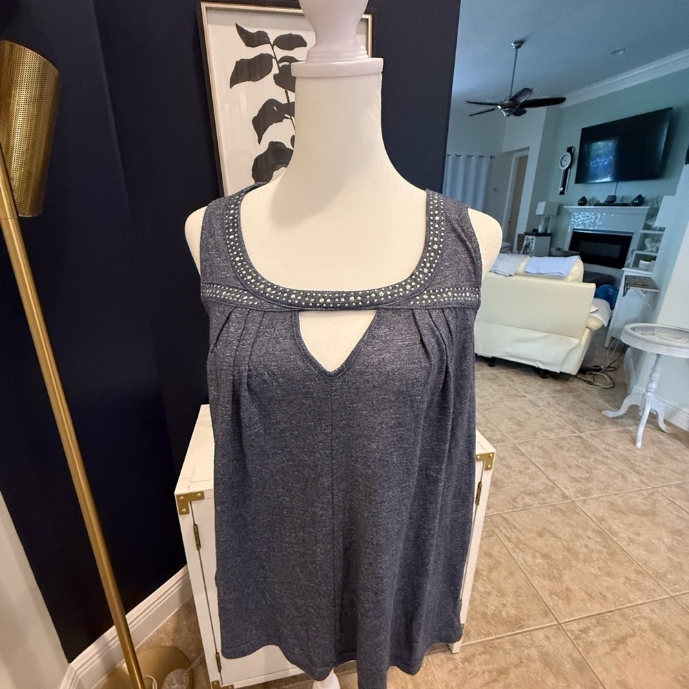 Juicy Couture Gray Embellished Cut Out Tank Top